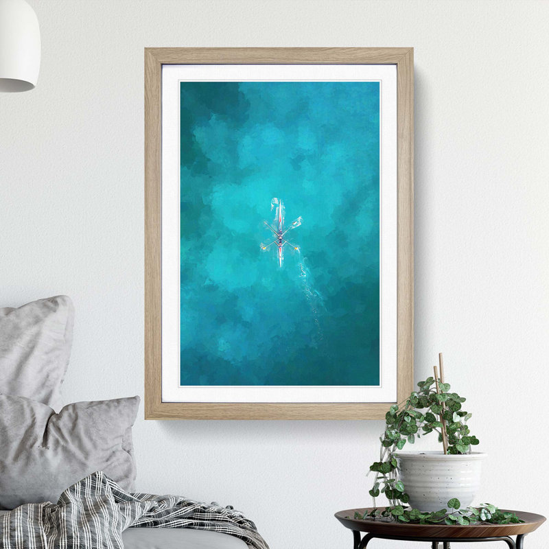 Rowing on a Lake in Sweden in Abstract - Picture Frame Graphic Art Print, 76cm H x 50cm W x 2cm D, Oak