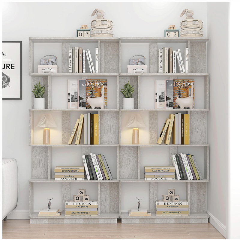 31.5" L x 64.56" H Free combination bookshelf Modern 5-Tier Open Storage Bookcase MDF Wood Display Shelving, Media Storage Shelves
