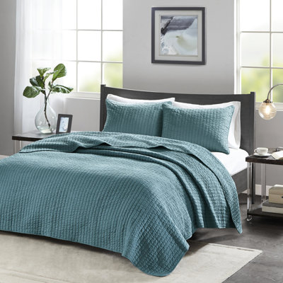 2 Piece Quilt In Teal Twin/twin Xl - Reversible, Microfiber, Cotton Filled, For A Clean Sleep Reversible 10% Other Fibers Fill, Alluring Bedding