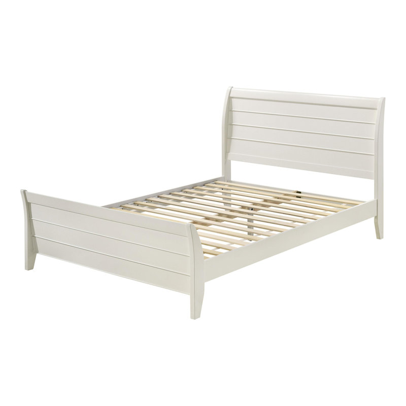 Lit à panneau en bois blanc crème, Double