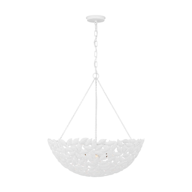 Luminaire suspendu bol 6 lumières Brierley, Blanc texturé