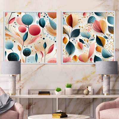 Clarendon - Abstract Botanicals Square Collage Set Of 2