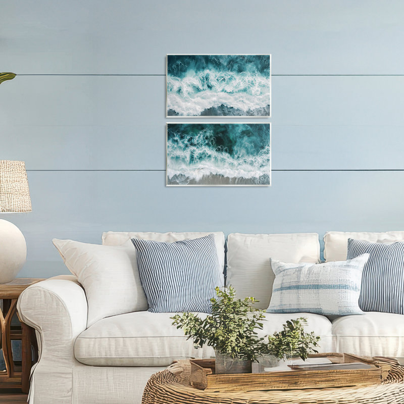 Ensemble de 2 plaques murales Hazy Water Waves, design par Lazar Studio, H 10 po x l 30 po