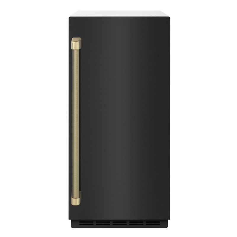 ZLINE Autograph 15 in. Touchstone Clear Cube Ice Maker with Black Steel Door & Bronze Helix Handle, Champagne Bronze