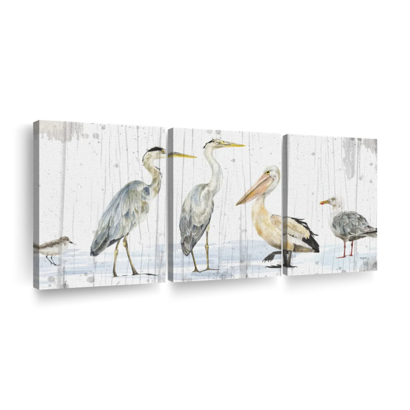 Oiseaux de la côte, reproduction d'art sur toile, H 15 po x l 32 po x P 1,25 po