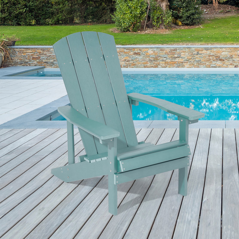 Chaise longue d'extérieur en plastique Kieth Adirondack, Bleu