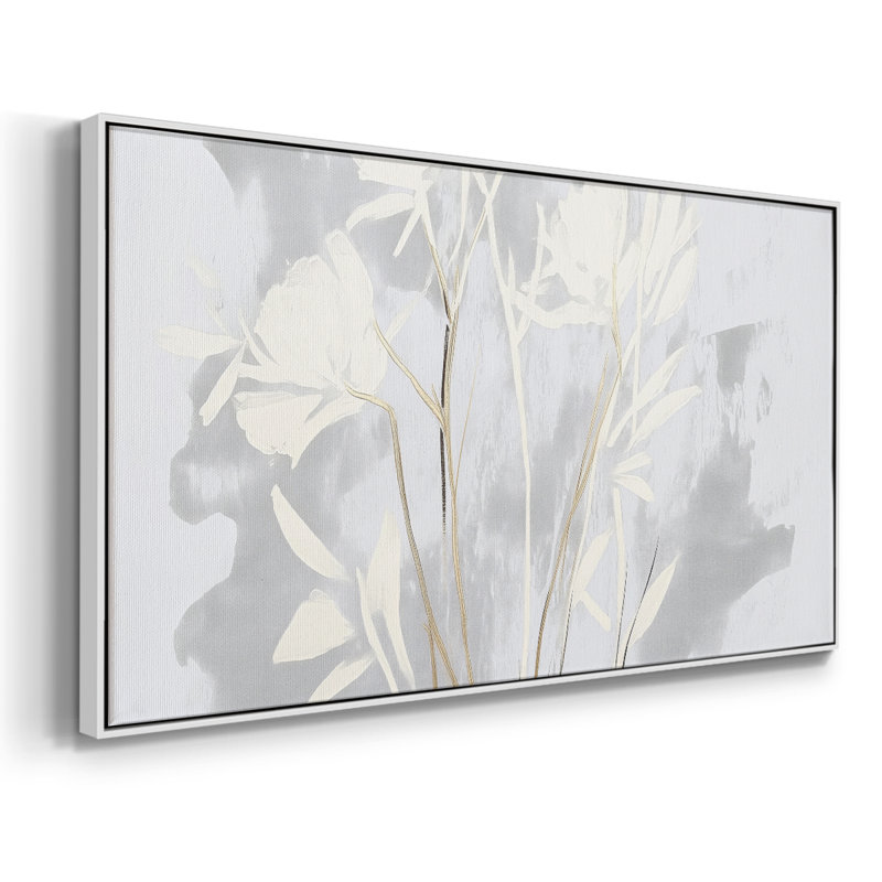 Botanical Series-CCCCLXI - Toile tendue avec châssis encadré - Prêt à être accroché, H 17 po x l 33 po, Blanc