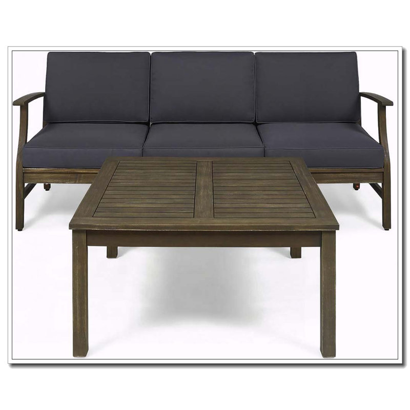 Ensemble de 3 canapés et table, Gris foncé