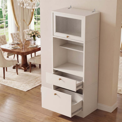 Grand garde-manger autoportant avec tablettes réglables, portes et ensemble anti-basculement pour le rangement de la cuisine et de la salle de bain