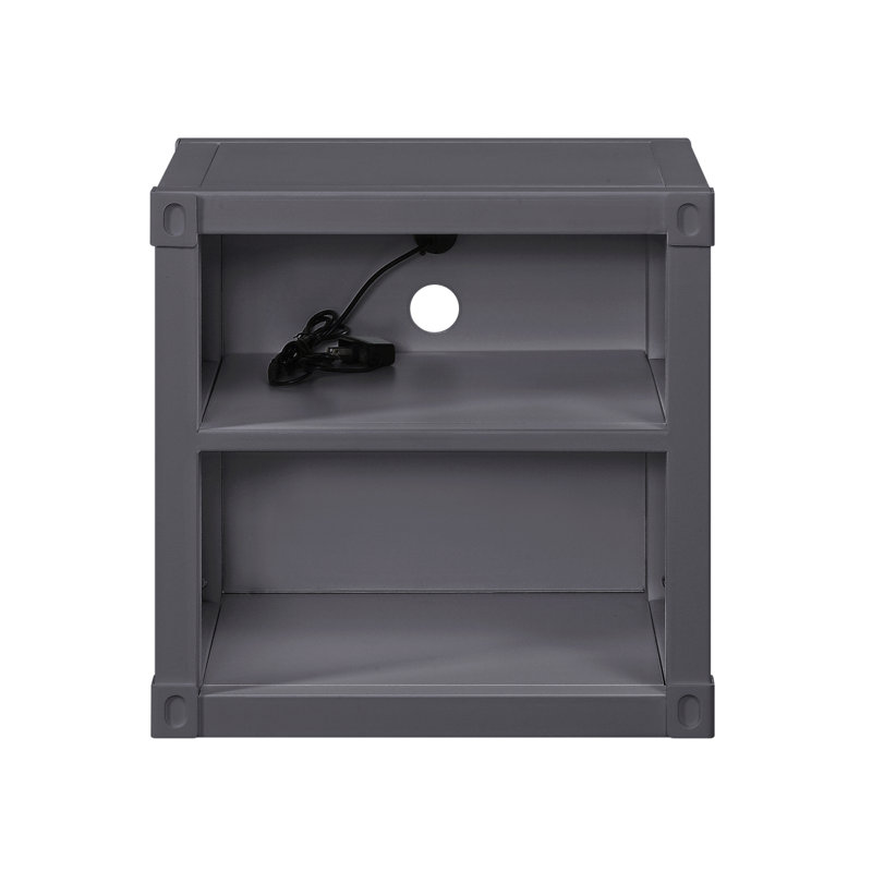 Table de chevet avec tablette ouverte Gunmetal