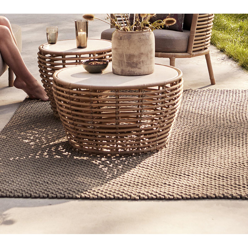 Basket Outdoor Round Coffee Table, 30" W x 30" L x 16" H, Graphite/Fossil Black