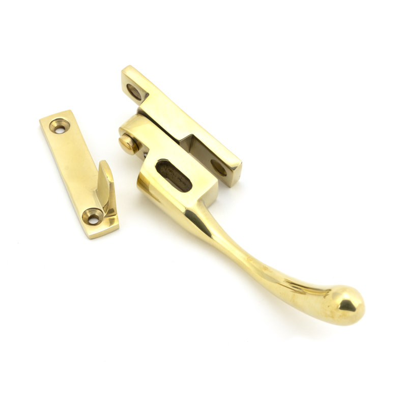 Night-Vent Peardrop Fastener Lock, Polished Brass