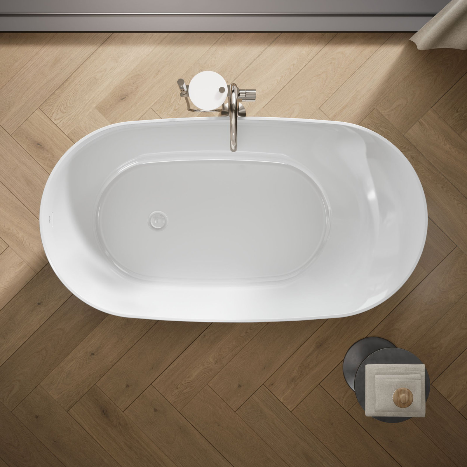 Brazn 66" Freestanding Soaking Acrylic Bathtub, White
