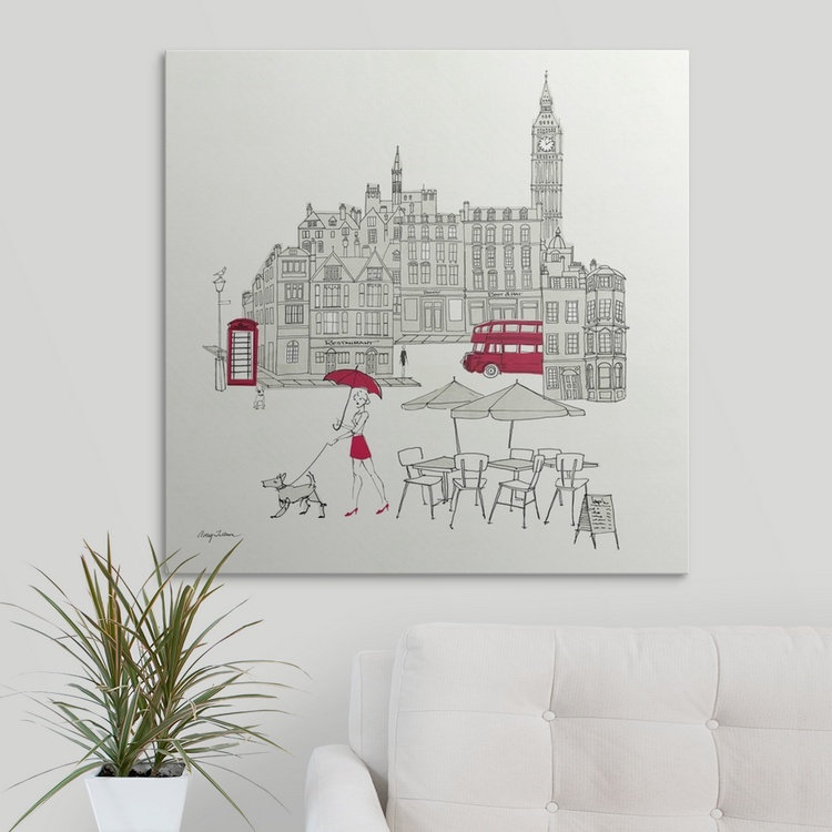 « world cafe i-london red », impression sur papier tillmon avery, H 30 po x l 30 po x P 1,5 po, Toile