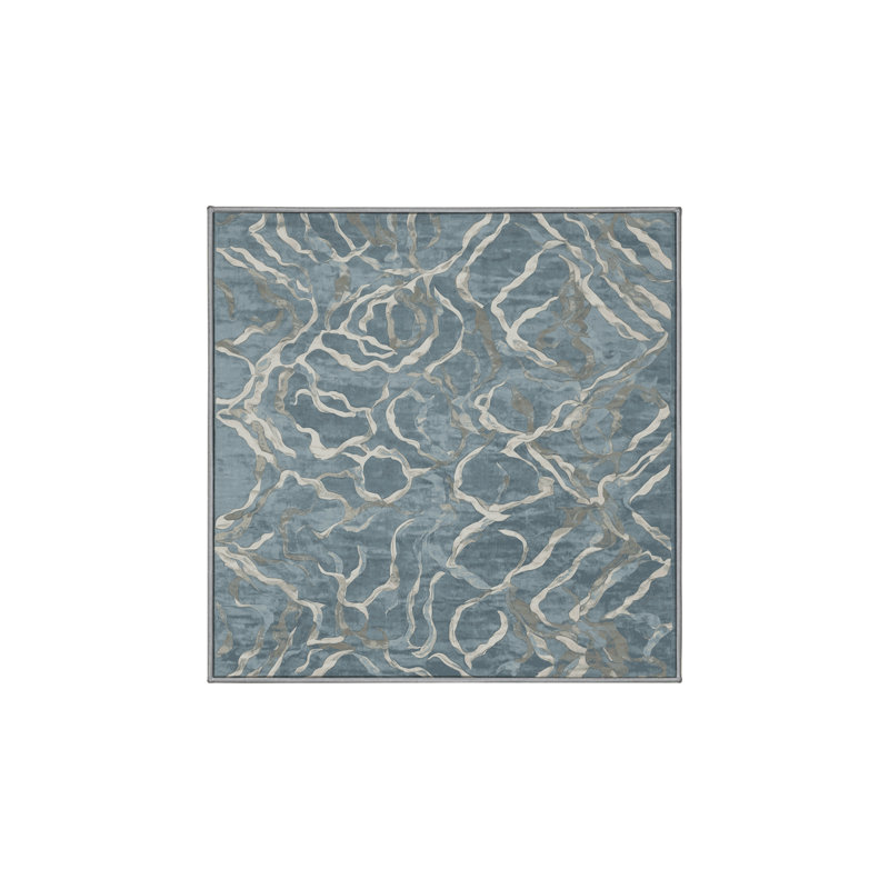 Machine Washable Gray Area Rug, Square 7'