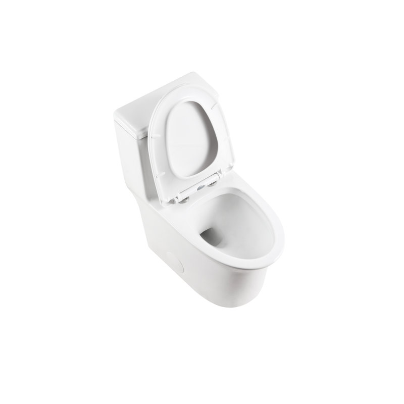 1.1/1.6 Ceramic Toilet, Elongated, 15.55 In Comfort Height, White, Soft Close Seat, & One