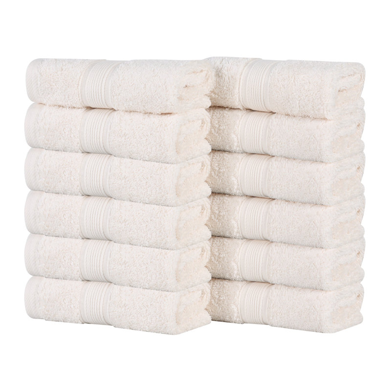 Ensemble de serviettes en coton biologique Lyndon, Ivoire ivoire, Ensemble de 12 débarbouillettes