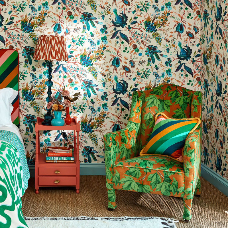 Dappled Leaf Fabric, Emerald/Amber