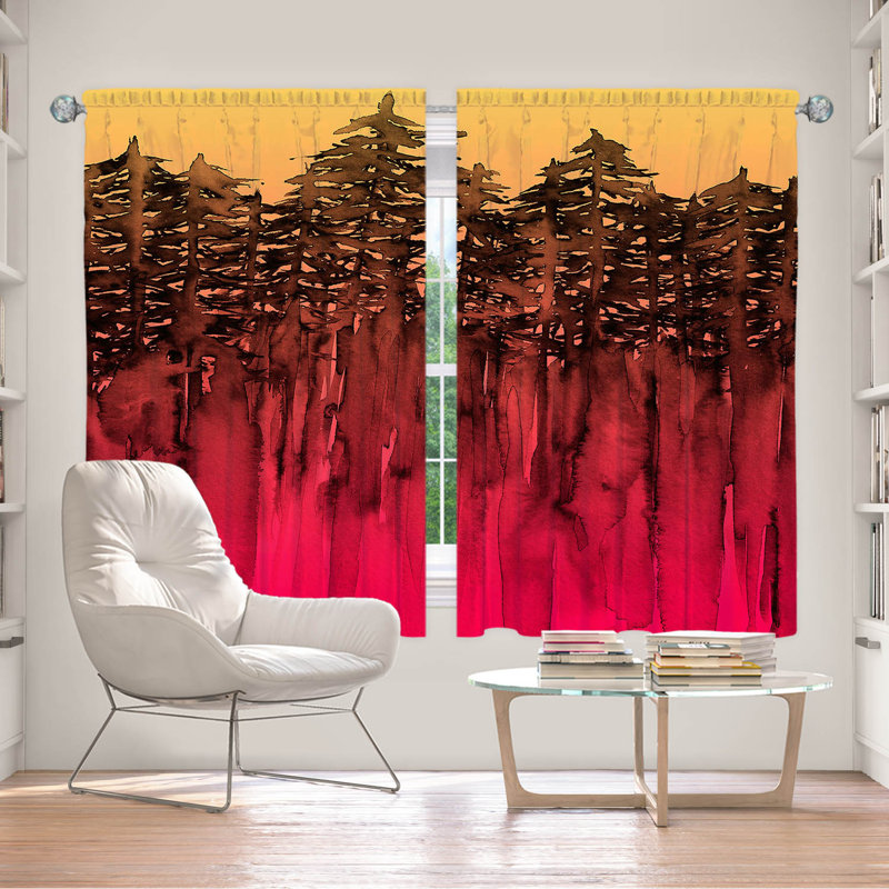Room Darkening Curtain Pair, 56" W x 78" L, Hot Pink/Tangerine