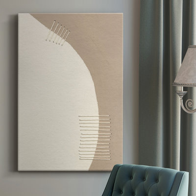 Neutral Stitches IV - Wrapped Canvas Painting