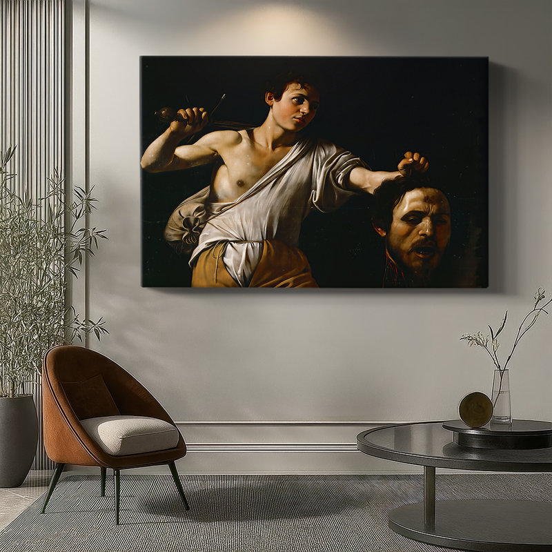 Caravage «David avec la tête de Goliath (version de Vienne)», art mural de qualité musée sur toile tendue, 24 x 36