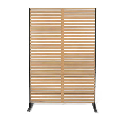 Écran d'intimité en métal antirouille pour l'extérieur - panneau de clôture en acier décoratif H 75 po x l 48 po - Cloison autoportante moderne pour patio, jardin, cour, balcon, piscine - imitation bois, rayures horizontales