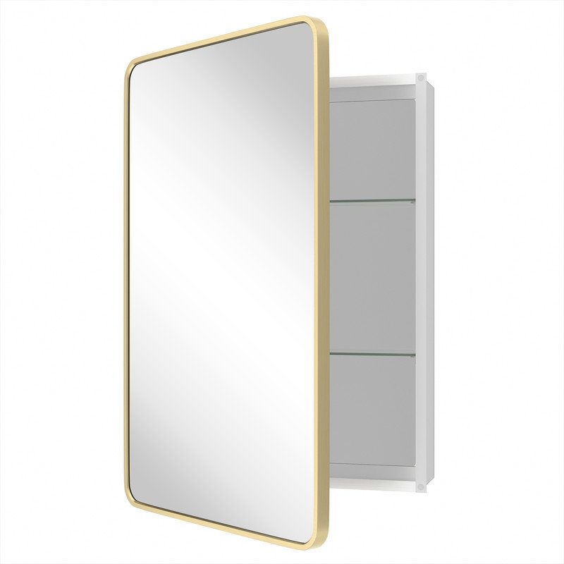 Armoire à pharmacie avec miroir réglable Anaahat, Or, H 36 po x l 24 po x P 3,8 po