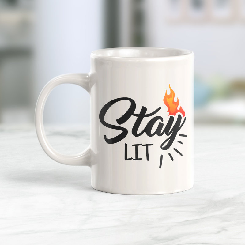 Tasse à café, 11 oz, Plastique, Restez allumé