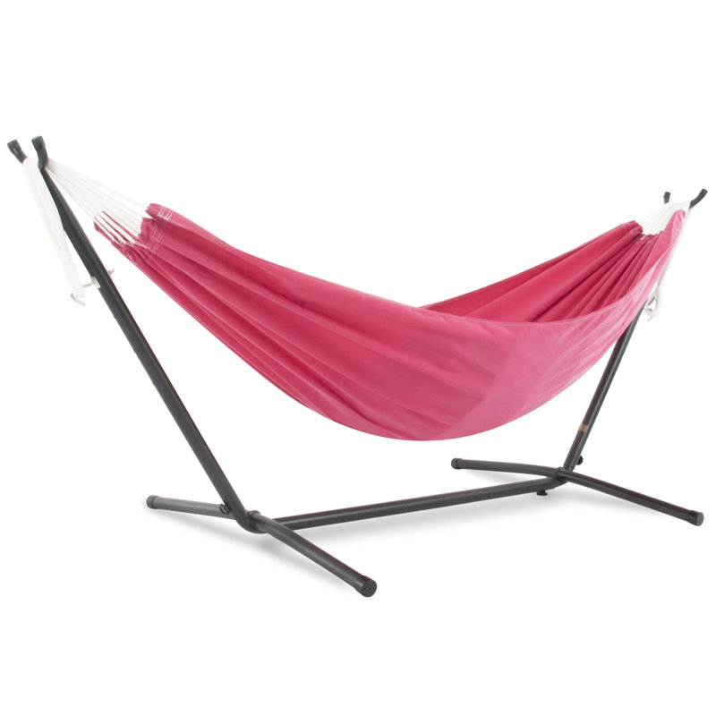 Hamac double classique en polyester avec support et sac de transport Vivere Northey (capacité de 450 lb), Rose