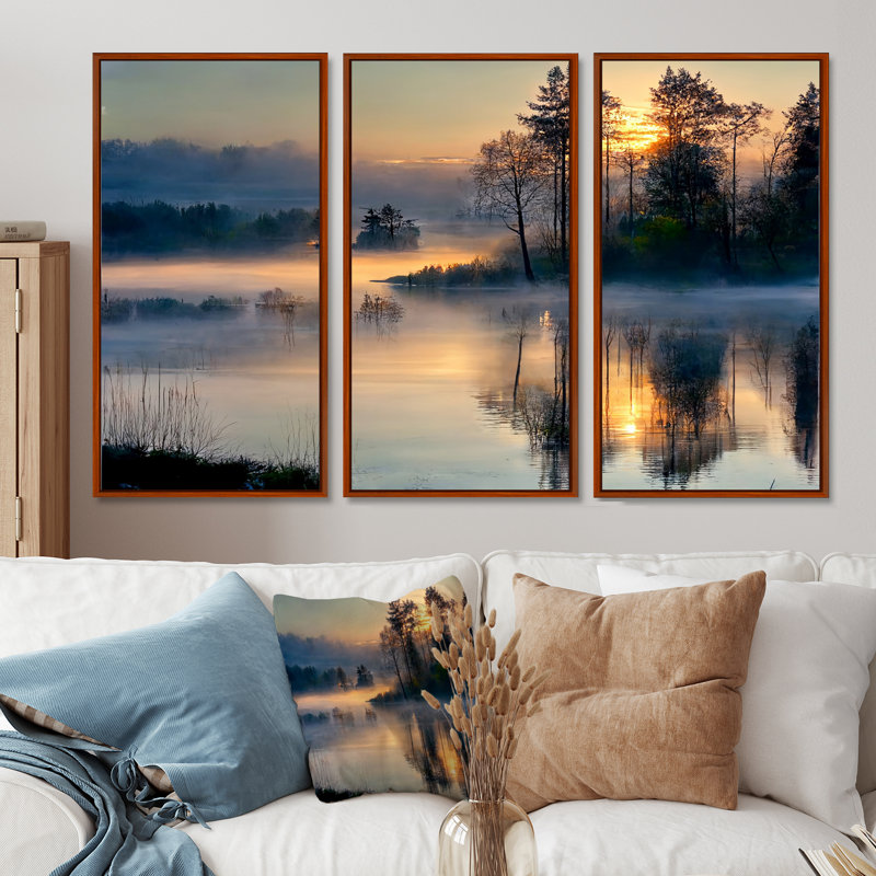 Anteo Anteo - 3 pièces sur toile, Cadre flottant en érable, H 32 po x l 48 po