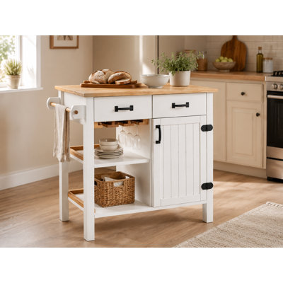 Jordao Island - Versatile Kitchen Island with Extra Counter Space and Storage for Small Spaces by Longshore Tides