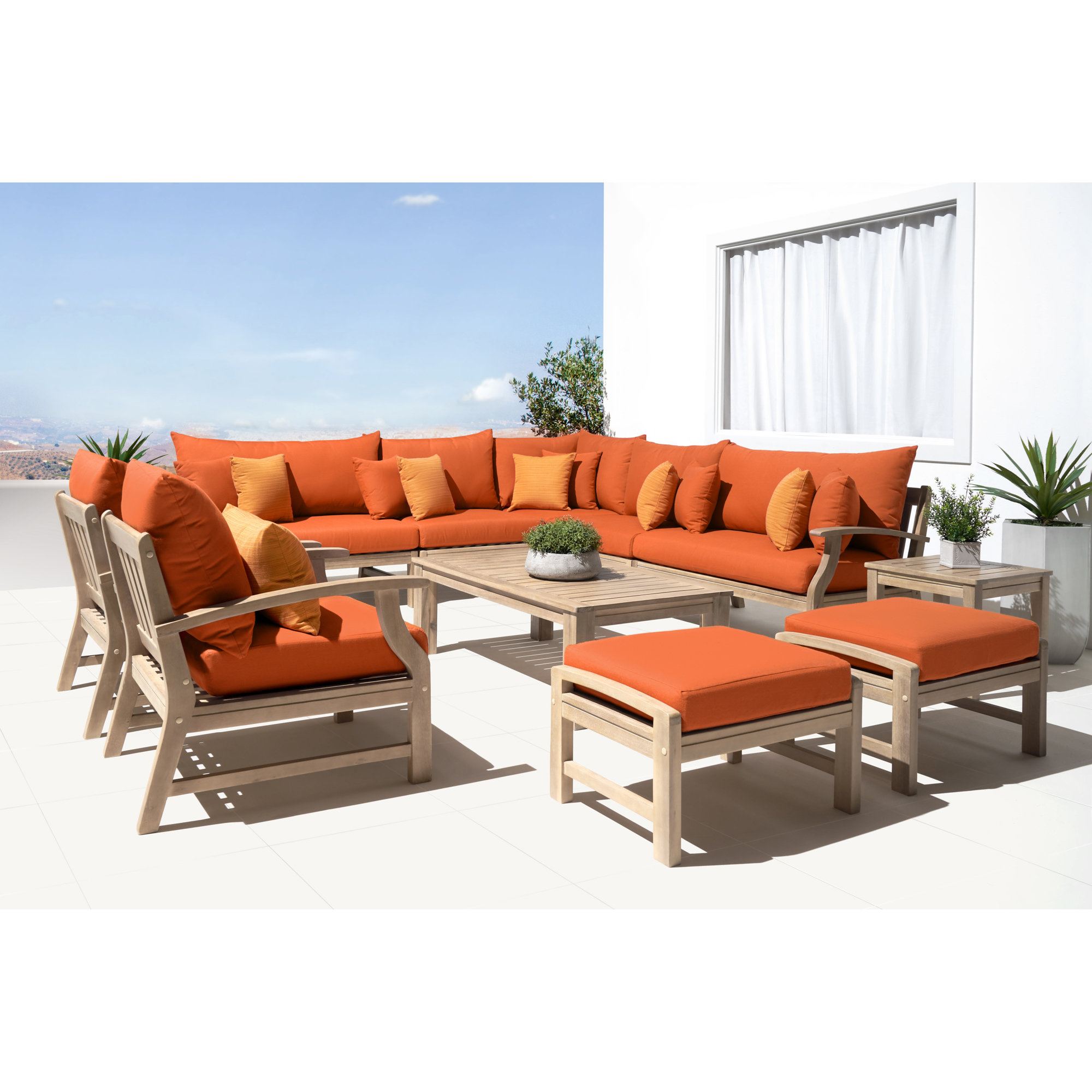 Paulet 11 Piece Seating Group with Cushions, Tikka Orange