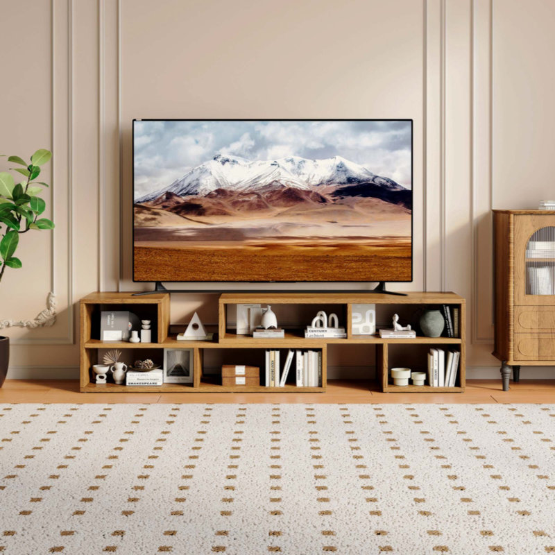 Meuble télé modulaire extensible, console multimédia avec casiers de rangement ouverts, centre de divertissement combiné Freestyle, meuble télé réglable pour le salon