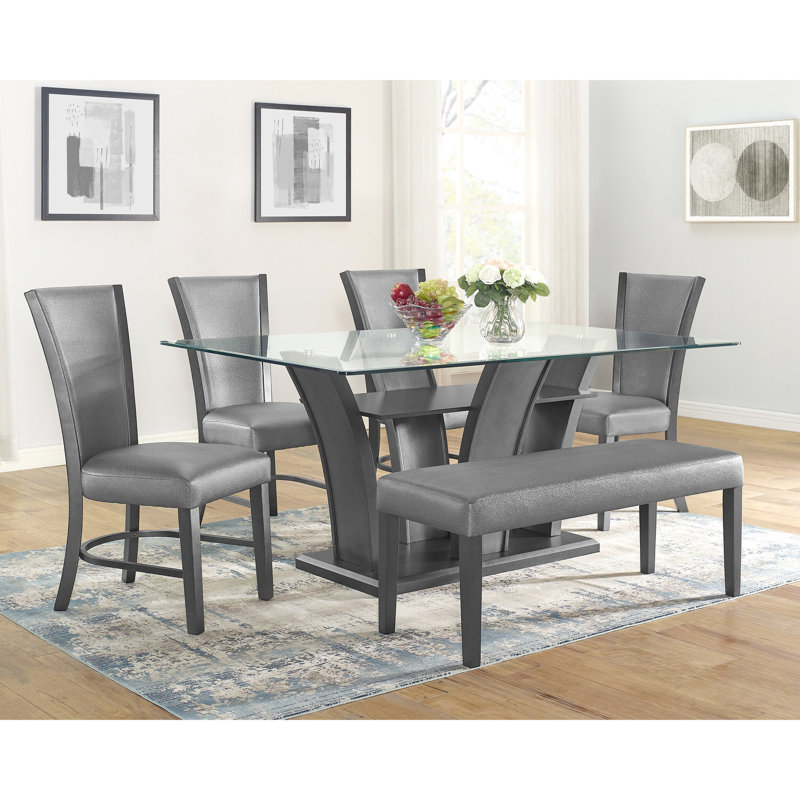 Chaises d'appoint de salle à manger de style contemporain 2 pièces, revêtement en tissu gris, base en bois au fini noir, pour espace 2 pièces avec siège et dossier rembourrés, structure, design
