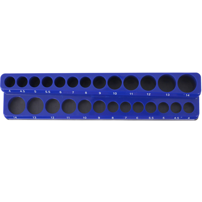 Ensemble organisateur de douilles magnétiques, support de douilles 6 pièces Comprend des plateaux de douilles métriques SAE de 1/4 po, 3/8 po et 1/2 po, peut contenir 141 pièces de douilles de taille standard et profonde (douille non incluse), rouge et bleu