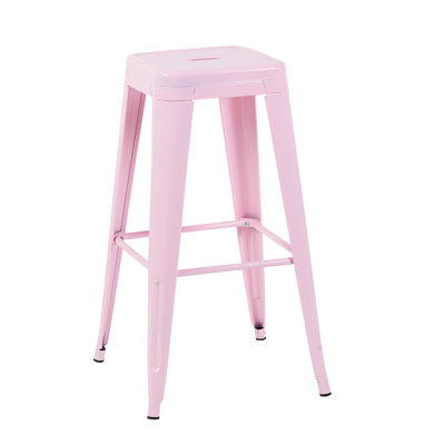 Tabouret de bar rose en métal sans dossier de 30 pouces de 2, non empilable, détachable et facile à assembler pour un îlot de cuisine, un bar, une salle à manger, un assemblage solide et imperméable
