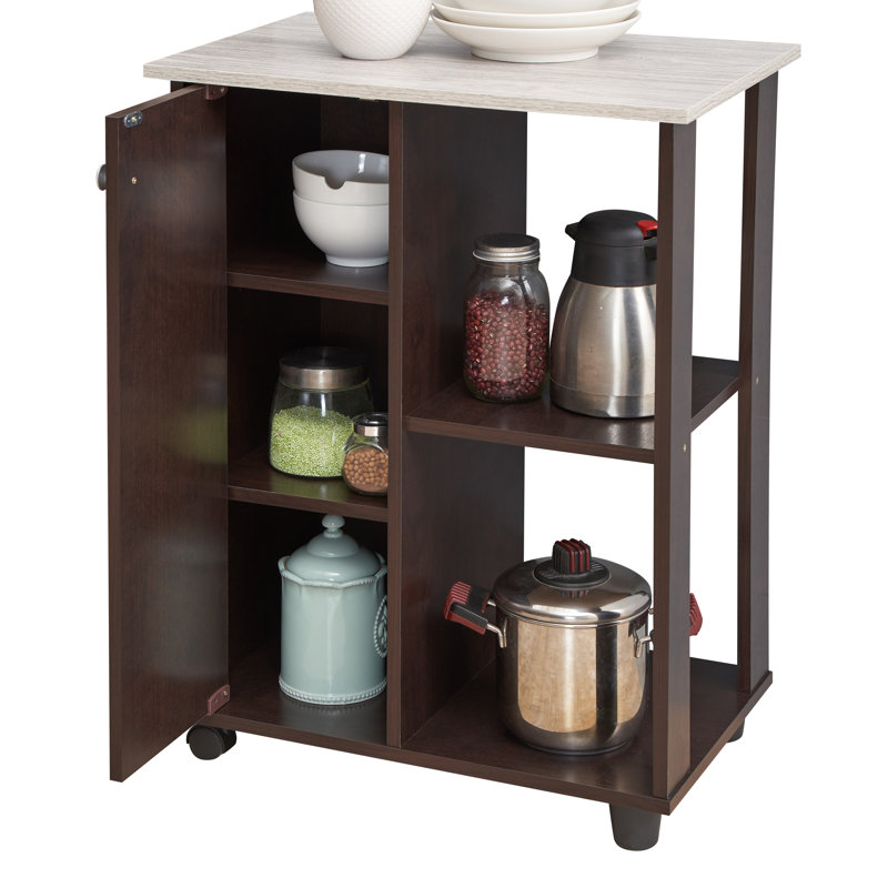 Alberto Wood Kitchen Cart, Chocolate/Gray