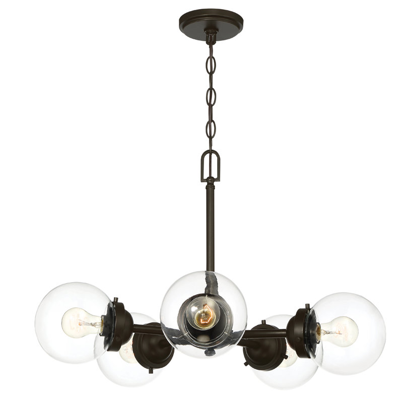 Reegan 5 - Light Steel Dimmable Tiered Chandelier, Oil Rubbed Bronze