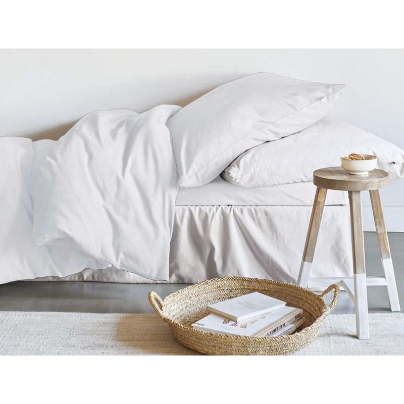 Fine brushed cotton bed linen set, Grey, 155 x 220cm - 1 Pillowcase ( 80 x 80cm)