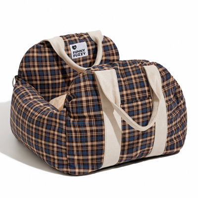  First Class Dog Car Seat Bed, Vintage Plaid