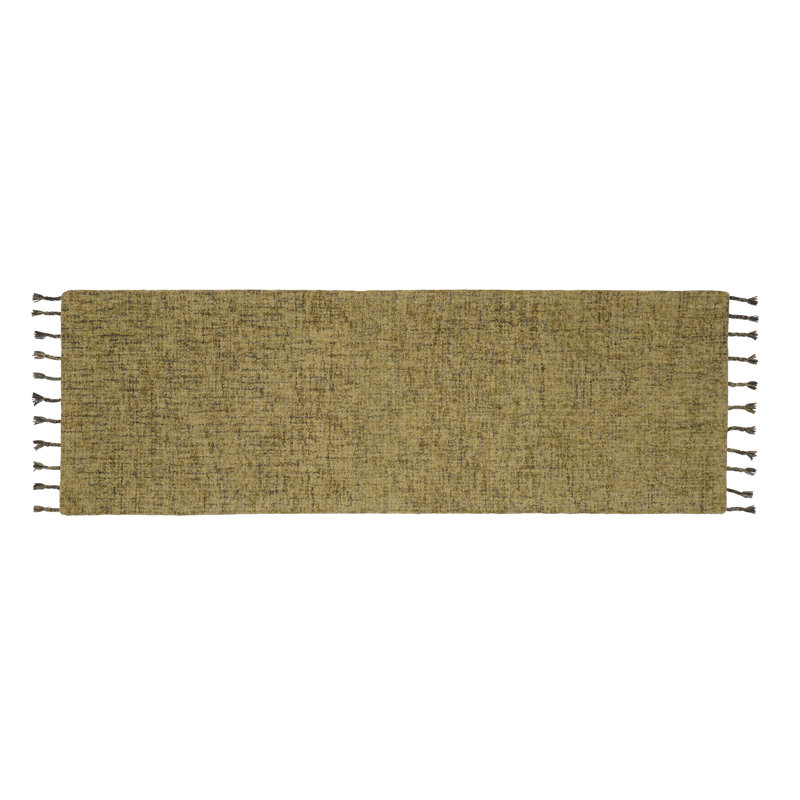 Tapis doré nomade en laine touffeté à la main Erric, Tapis de couloir 2 pi 6 po x 8 pi
