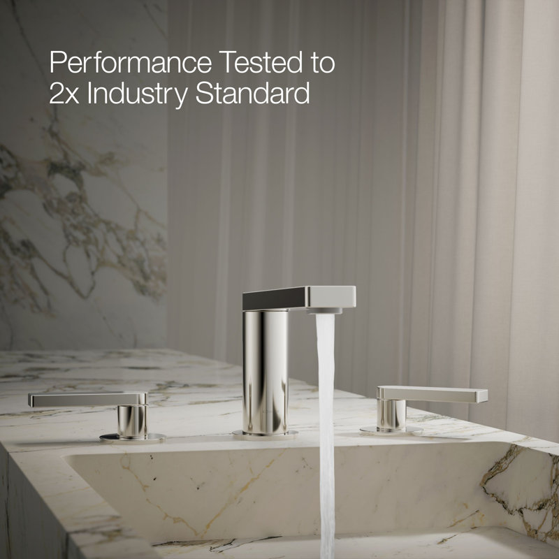 Composed Widespread Bathroom Faucet with Drain Assembly, Vibrant Polished Nickel