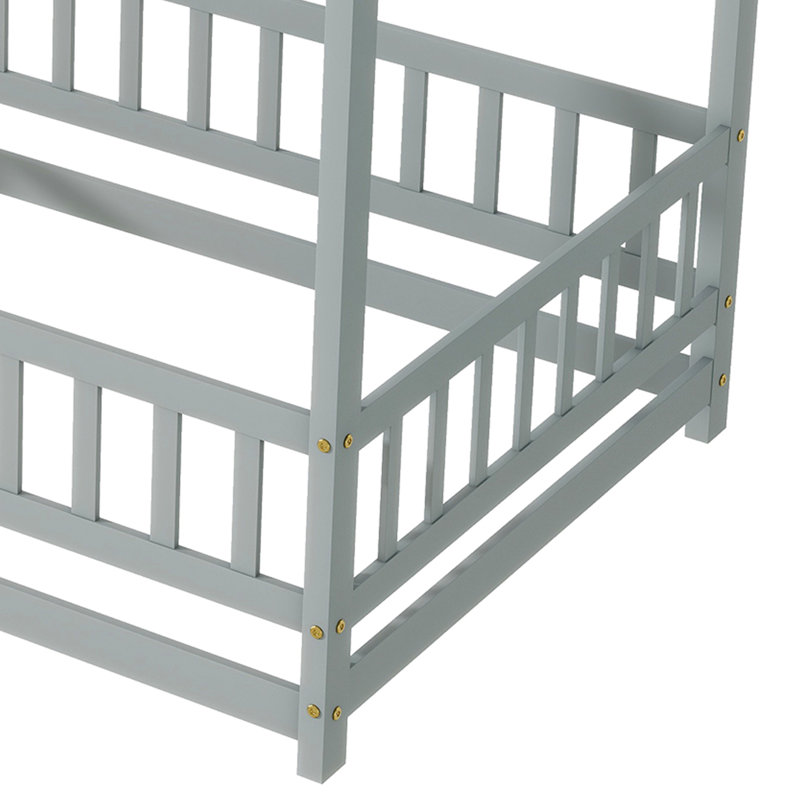 Lit à baldaquin pour enfants Soild Wood Montessori House Bed, Simple, gris