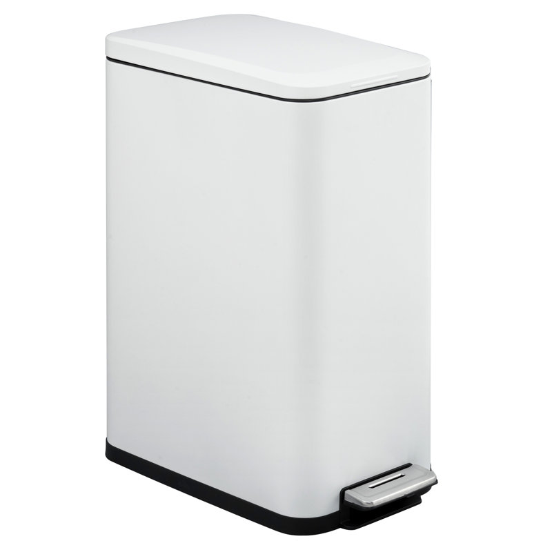 13 Gallon Slim Stainless Steel Step Trash Can with Hands-Free Foot Pedal, Odor-Containing Lid for Kitchen, Black