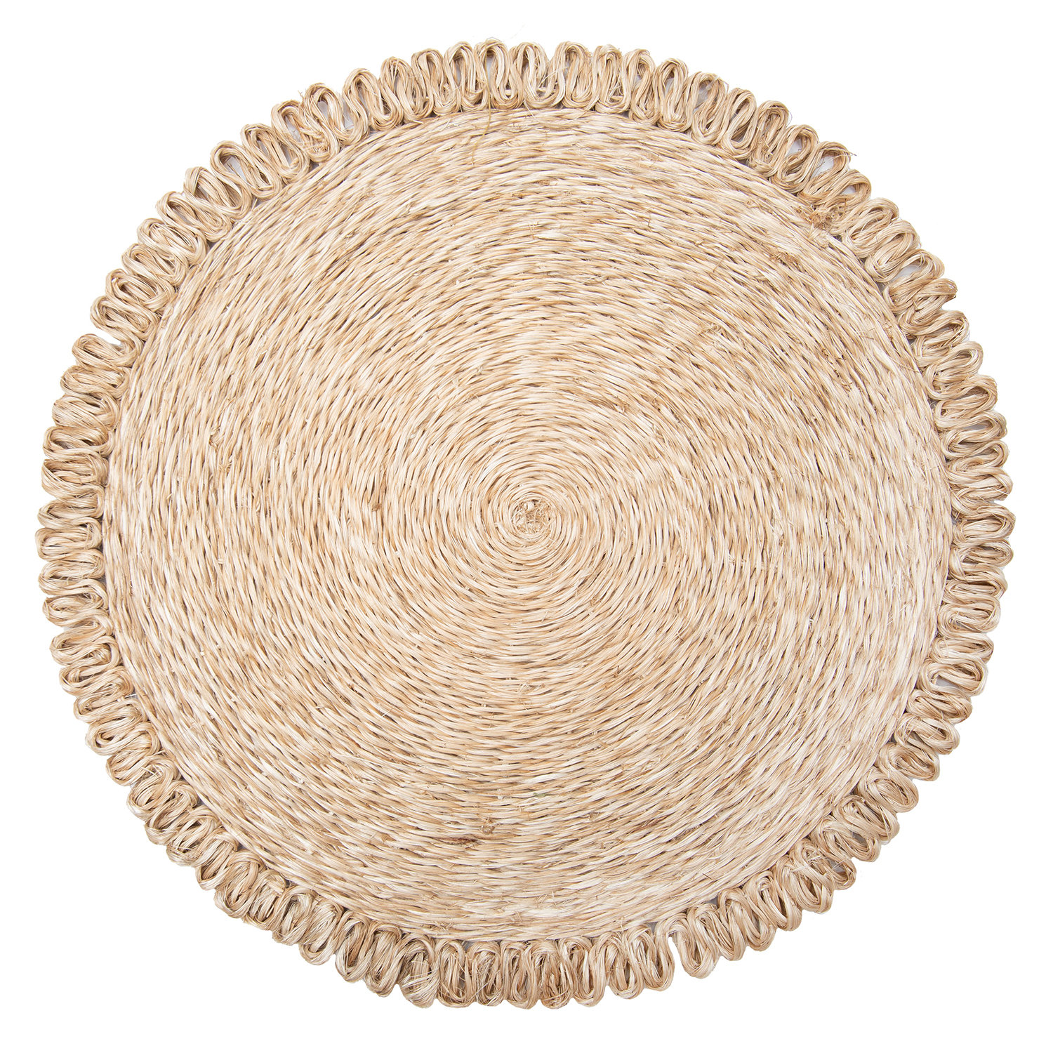 Amaretto Abaca No Pattern Round Placemat, Natural
