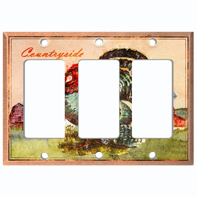 Patterned 3 - Gang Toggle Light Switch Standard Wall Plate