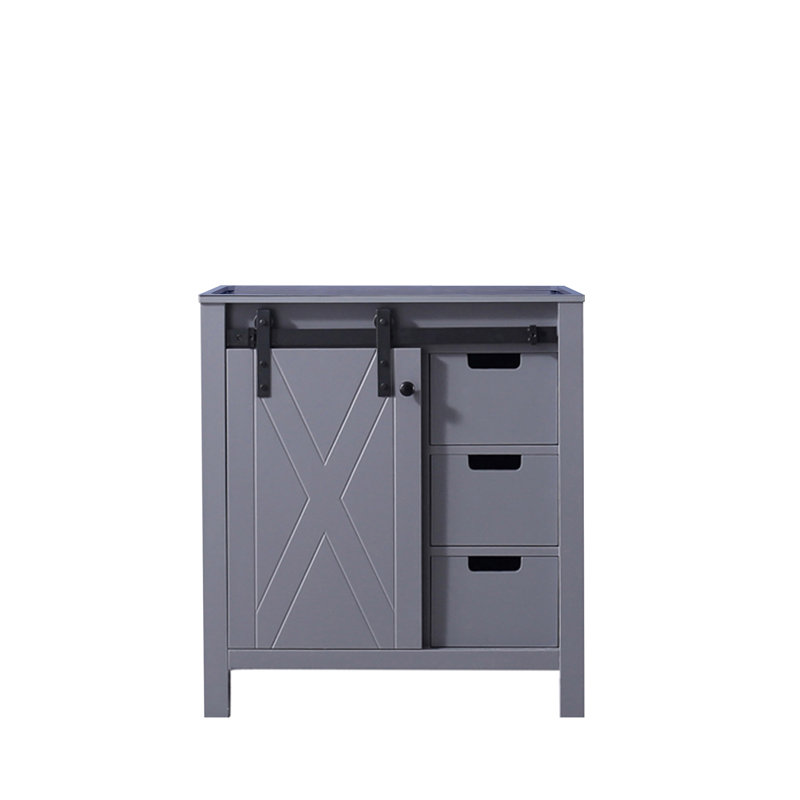 Marsyas 30-inch Dark Gray Freestanding Bathroom Vanity with Barn Door