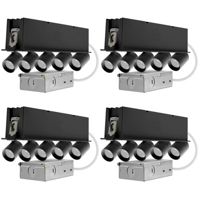 Projecteur encastré à 5 têtes DEL LUXRITE réglable, 5CCT, CRI90, 15W, 1000LM, rotation réglable de 355 ° et inclinaison 80 °, intensité variable, classé ETL, noir