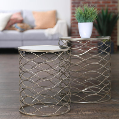 Mirrored Glass Top Nesting Tables