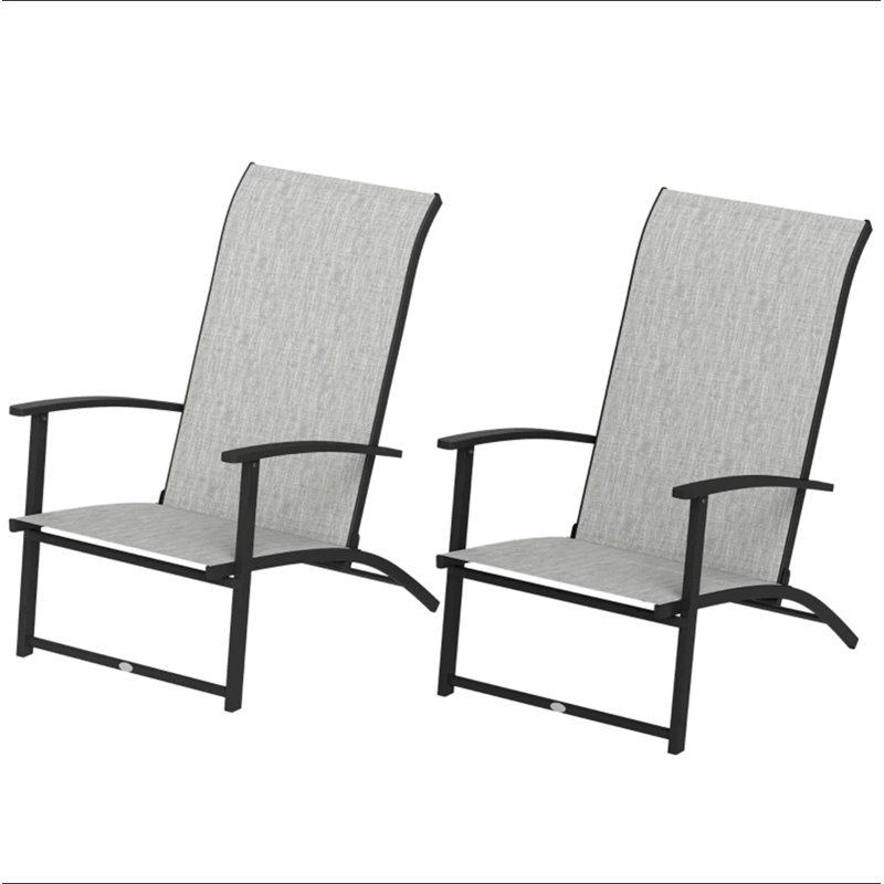 Ensemble de 2 chaises d'extérieur pliantes, Gris/noir